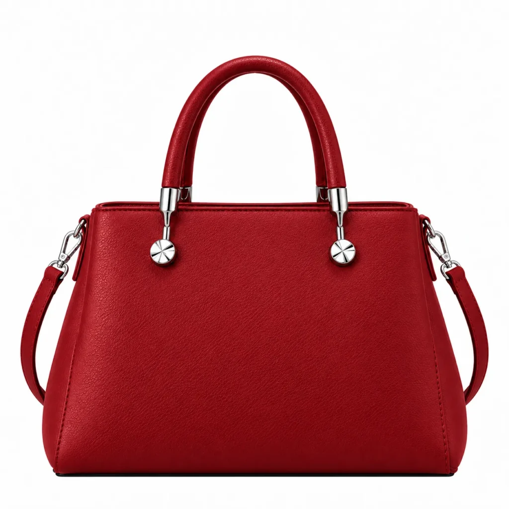 Zelmua Red Charm Satchel Handbag with Shoulder Strap
